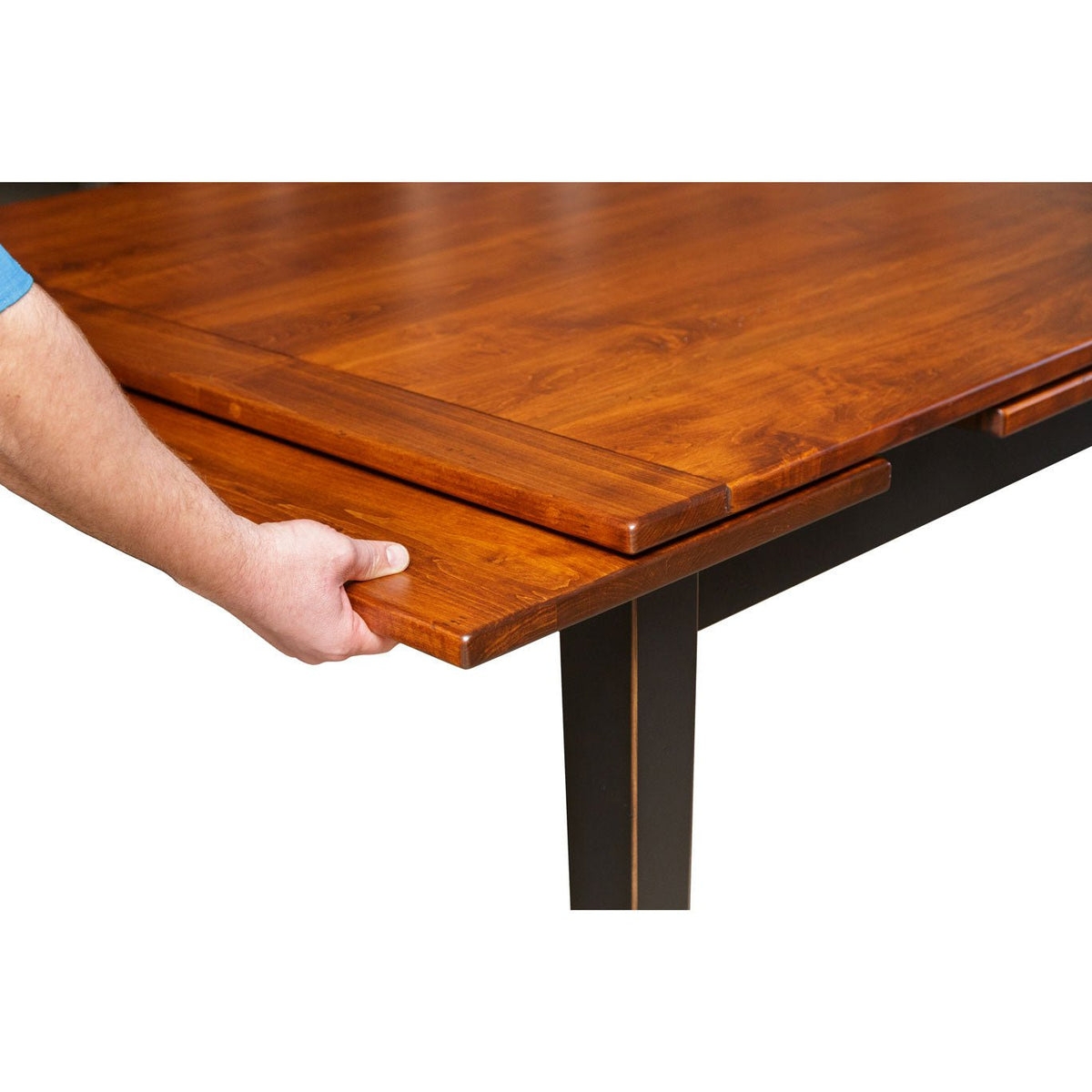 Dining Table: Draw Leaf Extension Honey Brown Wood Top Furniture