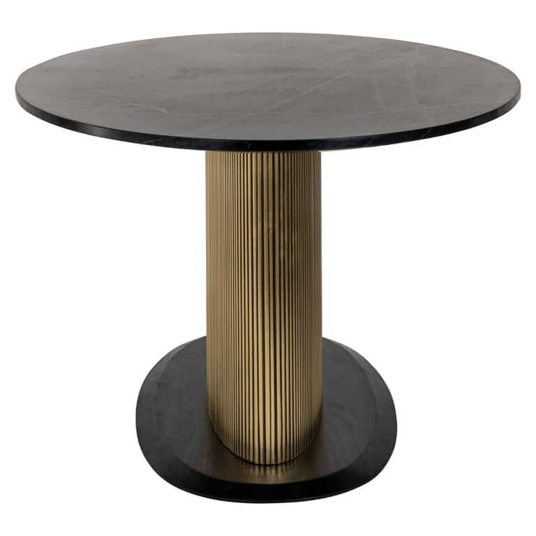 Dining Table Fluted Brass Pedestal and Luxury Ribbed Pedestal