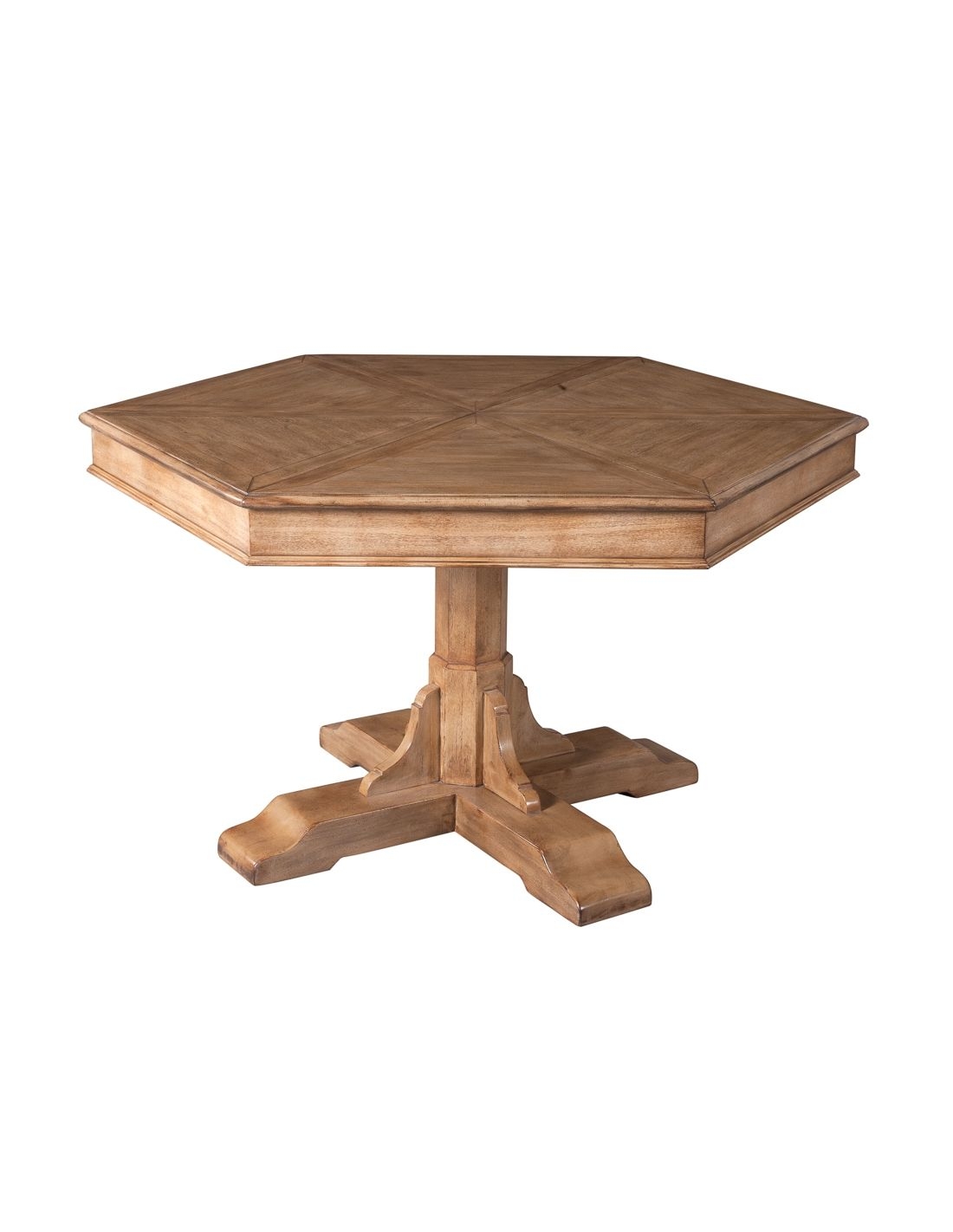 Dining Table: Hexagonal Parquetry Top with Storing Leaves