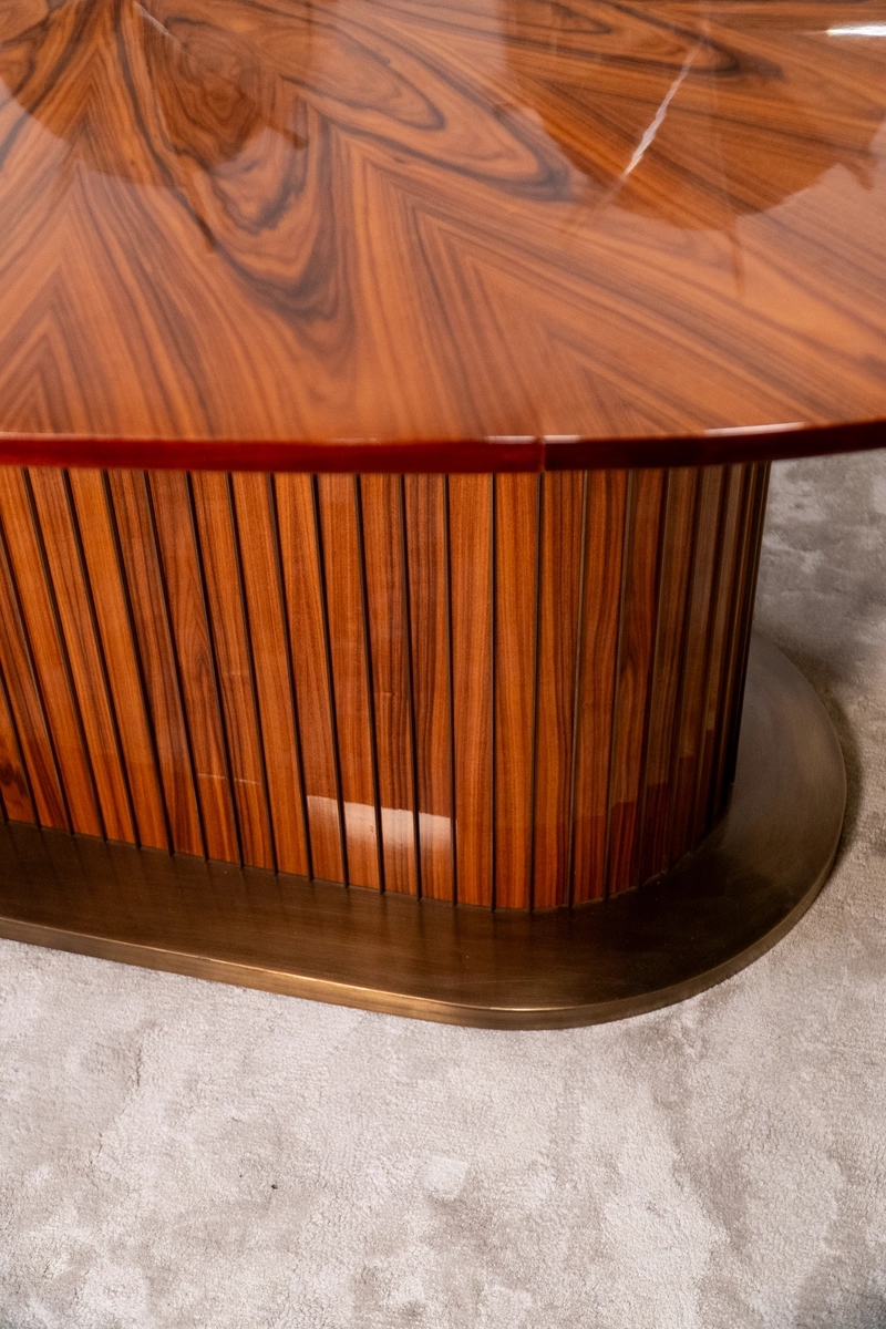 Dining Table High Gloss Veneer and High Gloss Oval Dining Table