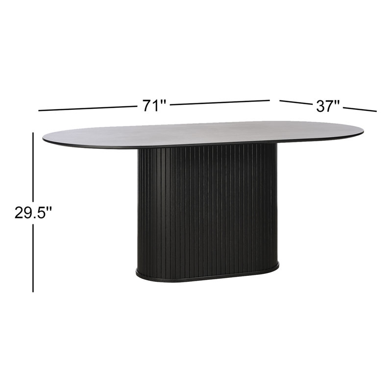 Dining Table Matte Black 71 Inch Oval Contemporary Black Oak