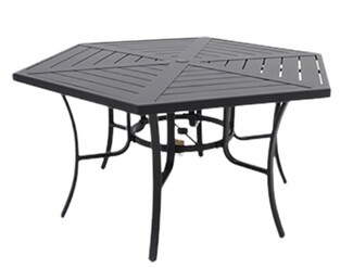 Dining Table: Slatted Starburst Pattern and Curved Legs