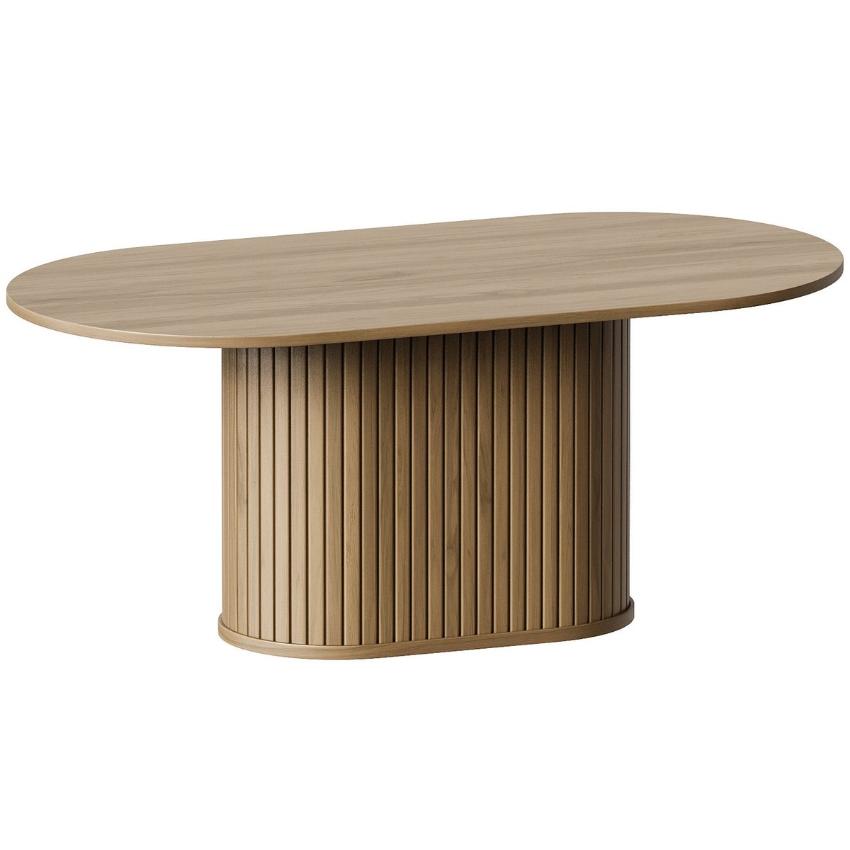 Dining Table Tambour Detailing and Architectural Wood Pedestal