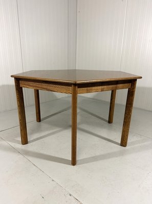 Dining Table: Vintage Hexagonal Top with Geometric Design