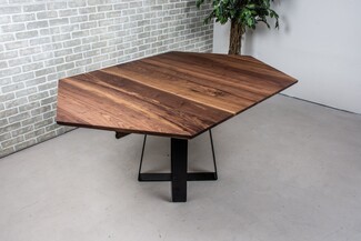Dining Table: Walnut Hexagon Top with Pedestal Cross Base