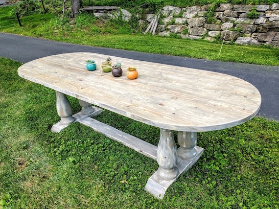 Dining Table With Turned Baluster Legs Weathered