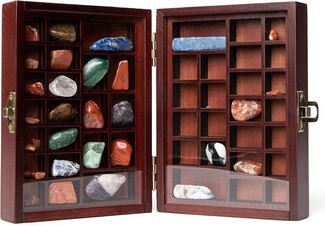 Display Case with 48 Slots for Miniature Rock Collection Box