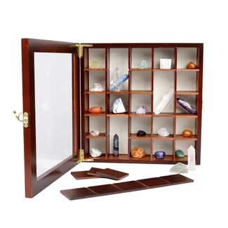 Display Case with Adjustable Dividers and Curio Glass Door