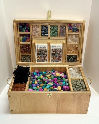 Display Chest in Natural Birch for Wooden Crystal Treasure Box