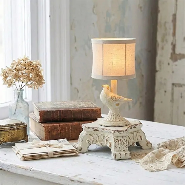 Display Riser: Distressed Whitewash Vintage Pedestal Base