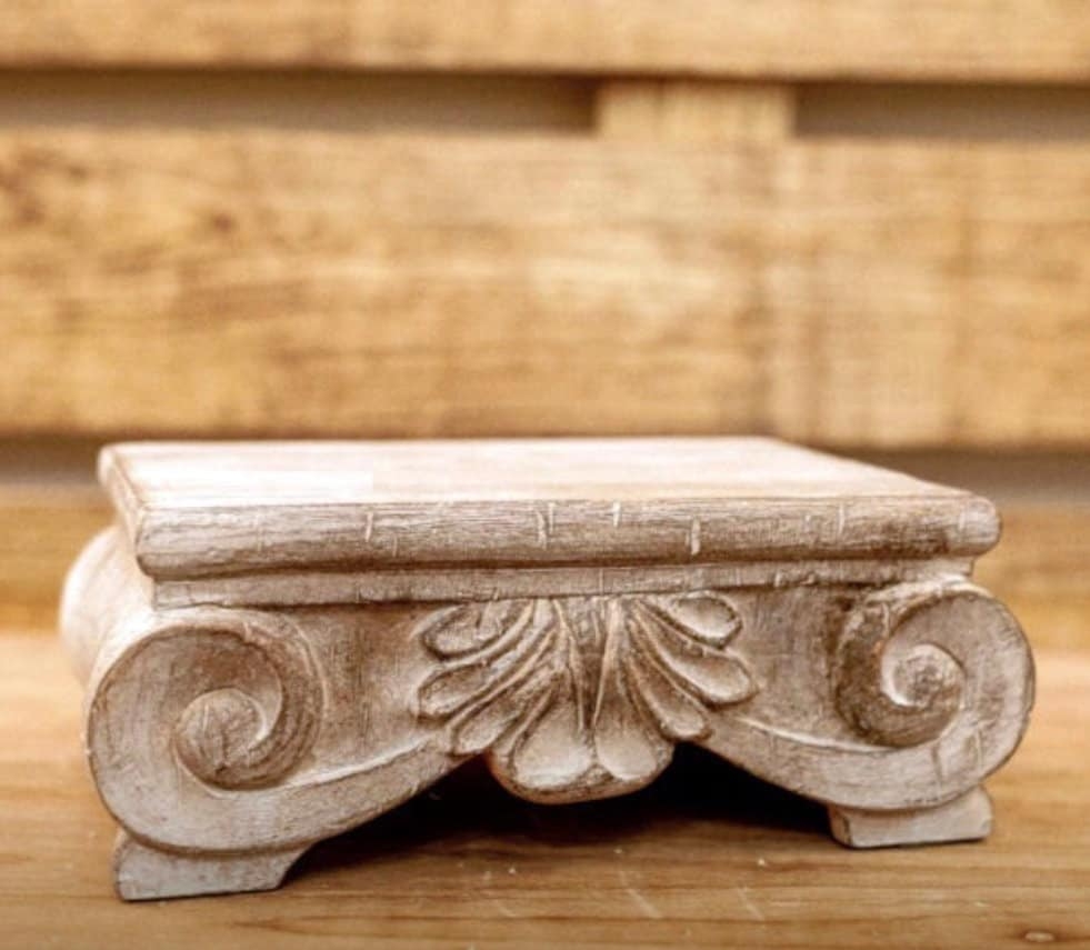 Display Riser: Volute Scrolls Distressed Architectural Riser