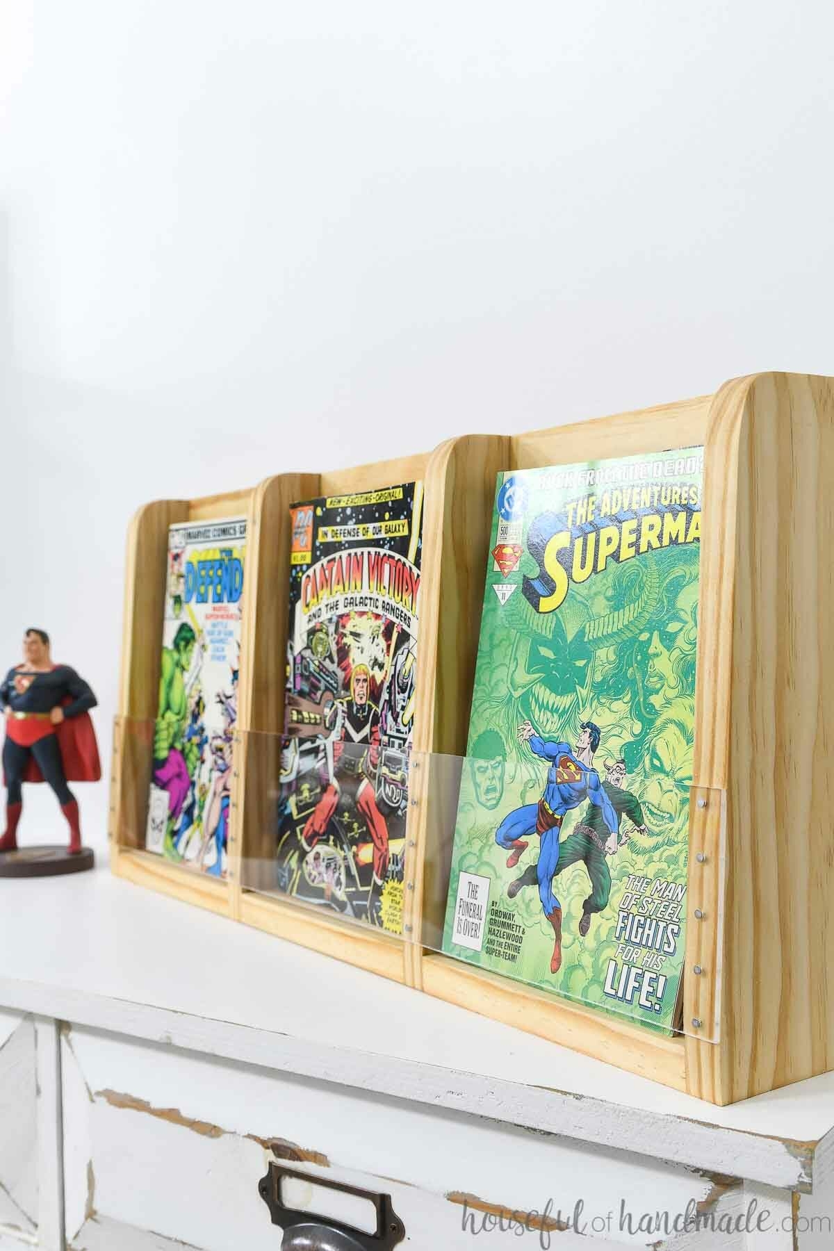 Display Shelf Wood Clear Front DIY Comic Display Shelf