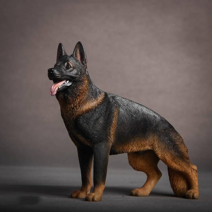 Dog Figurine with German Shepherd Sculpt and Canine Desktop Accent
