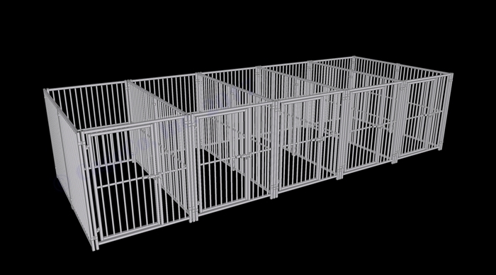 Dog Kennel: Five Run Vertical Picket European Style