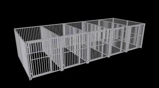 Dog Kennel: Five Run Vertical Picket European Style