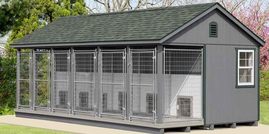 Dog Kennel Shed: Six Unit Design with Indoor Shelter