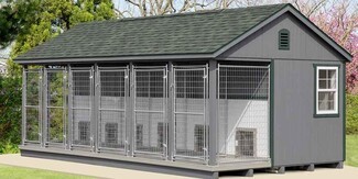 Dog Kennel Shed: Six Unit Design with Indoor Shelter