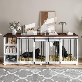 Dog Kennel Sideboard: Sliding Barn Doors White Unit