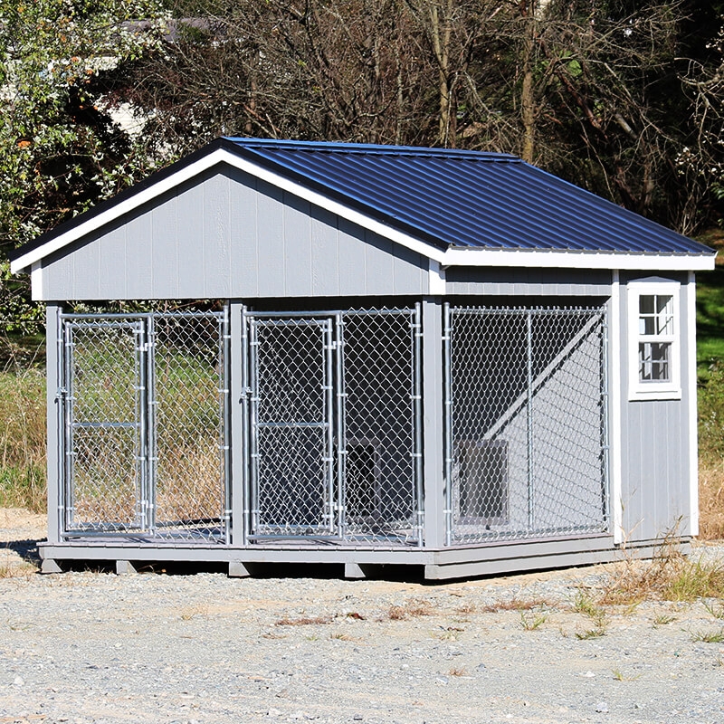 Dog Kennel: Slate Gray Siding Corrugated Metal Roof