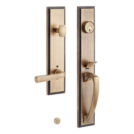 Door Hardware Set Beveled Escutcheon Antique Bronze Thumb Latch