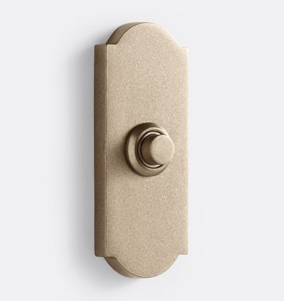 Doorbell Button Arched Escutcheon Textured Gold Door Accessory