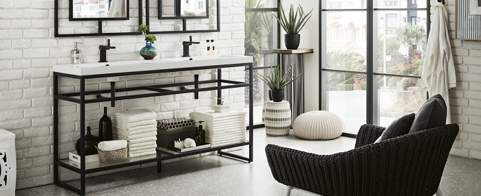 Double Bathroom Vanity in Open Metal Frame Loft