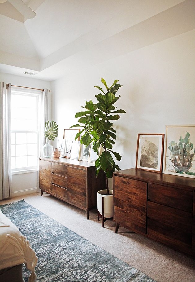 Double Dresser Walnut Brown Tapered Leg Furniture