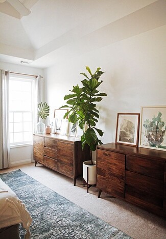 Double Dresser Walnut Brown Tapered Leg Furniture