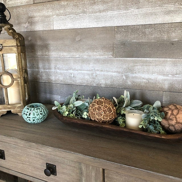 Dough Bowl Dark Brown Finish Low Profile Farmhouse Decor
