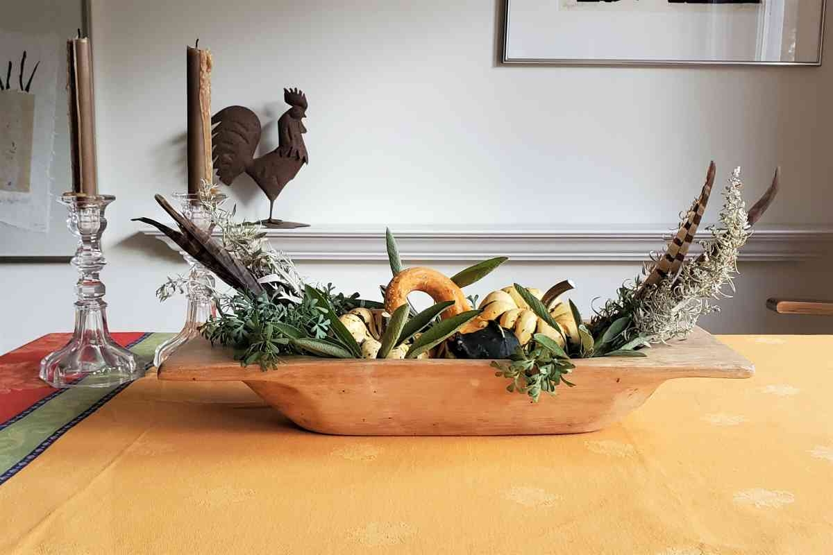 Dough Bowl Elongated Trough Integrated Handles Rustic Decor
