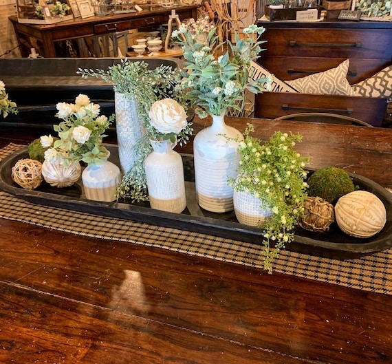 Dough Bowl Extra Large Scale Charcoal Finish Table Centerpiece