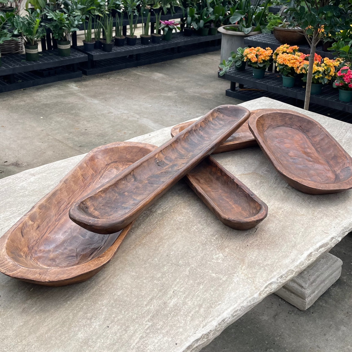 Dough Bowl Walnut Brown Varying Lengths Organic Silhouette
