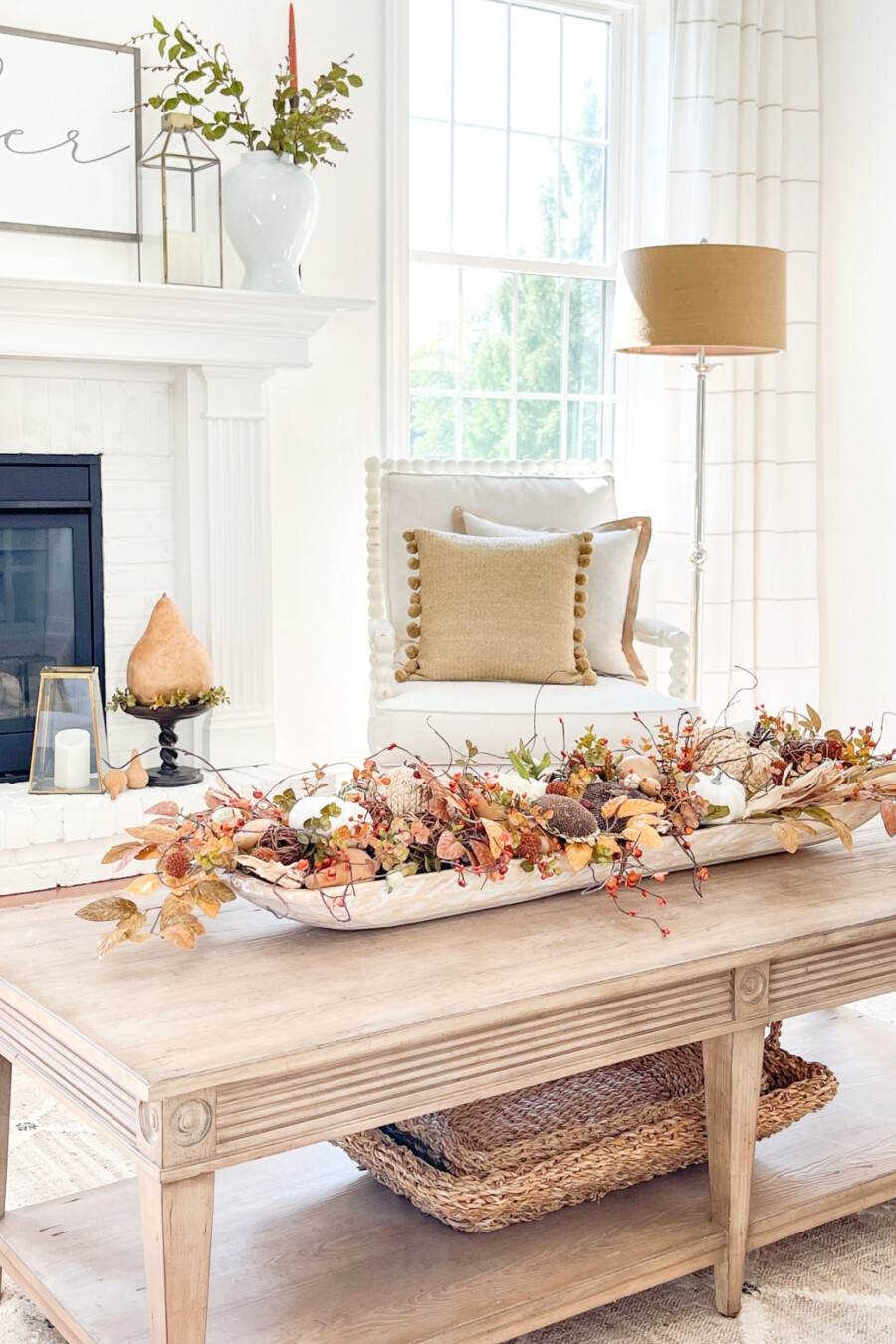 Dough Bowl Whitewashed Wood Coffee Table Organic Centerpiece