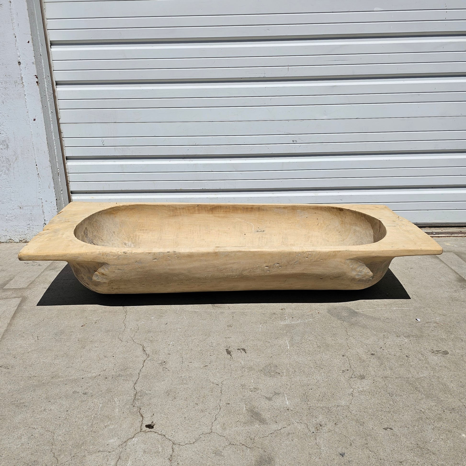 Dough Bowl Wide Handles Large Hand Carved Wood Floor Tray