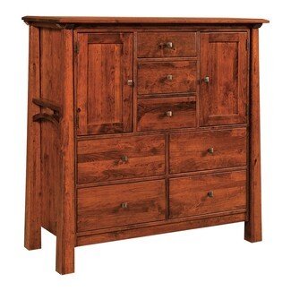 Dresser Chest Curved Side Slats Wood Armoire Unit