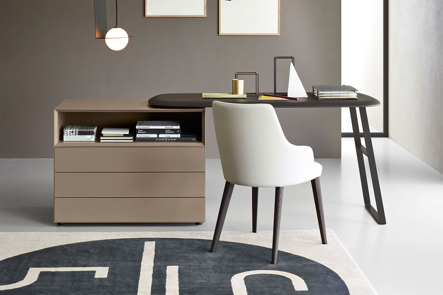 Dresser Desk Combo Taupe Matte Finish Bedroom Desk