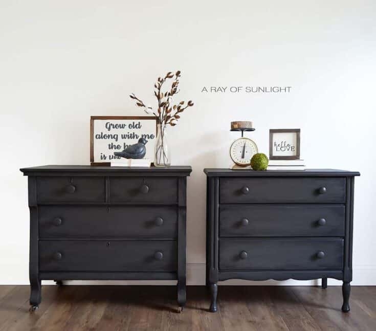 Dresser Mismatched Charcoal Gray Farmhouse Pair Set