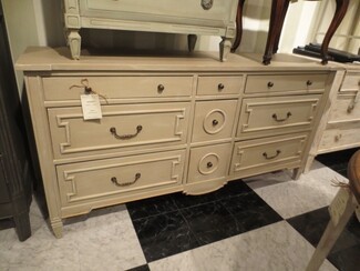Dresser With Geometric Molding and Distressed Finish