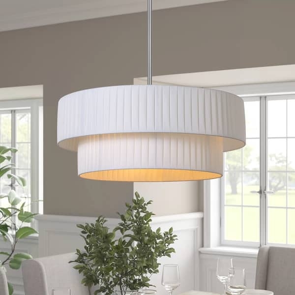 Drum Chandelier Two Tier Shade Vertical Pleating | Two-tier Pleated