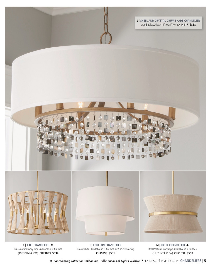 Drum Shade Chandelier Shell And Crystal Accents | Shell and Crystal
