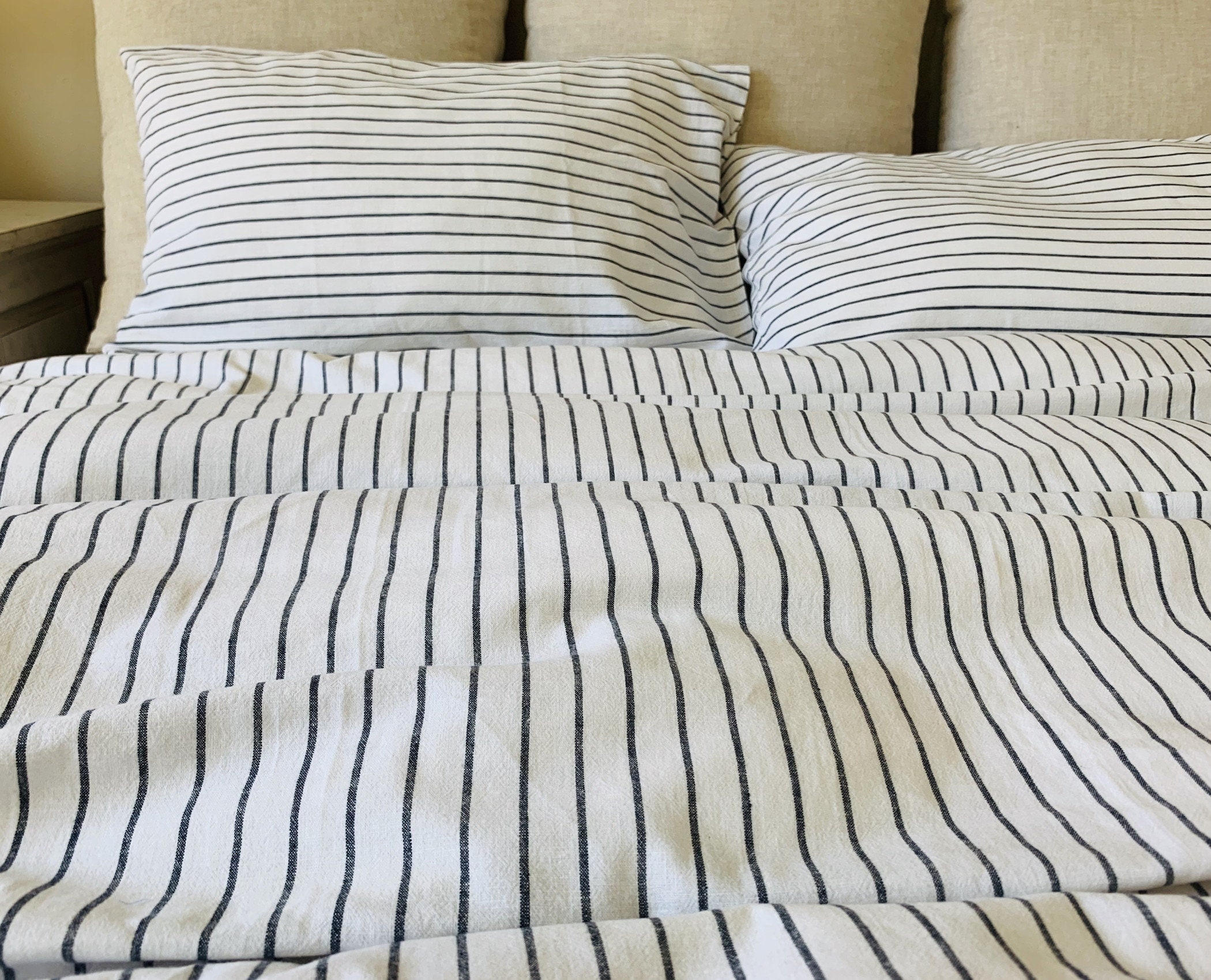 Duvet Cover having Ebony Ticking Stripe Coastal Textiles