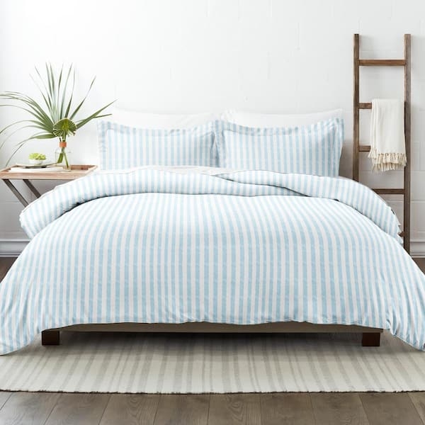 Duvet Cover Set Light Blue Vertical Stripes Airy Set