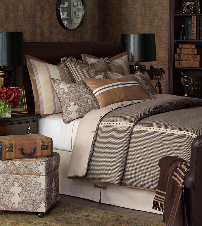 Duvet Cover Set: Masculine Houndstooth and Paisley Designer Bedding