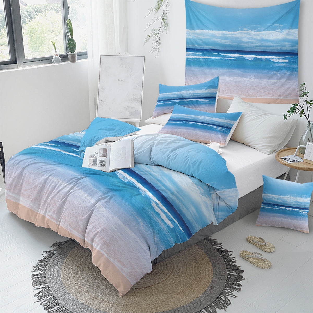 Duvet Cover Set Ocean Print Textiles Sandy Gradient