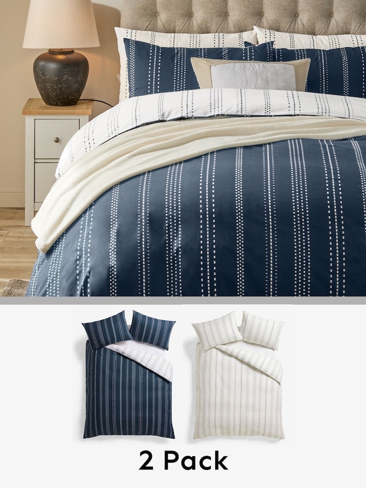 Duvet Cover Set Reversible Navy White Two Pack Value