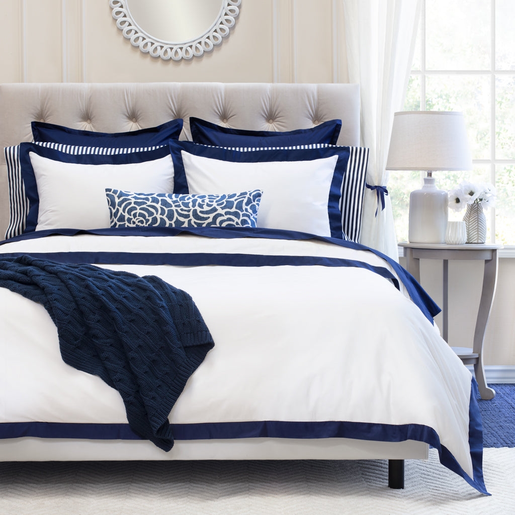 Duvet Cover with Cable Knit Texture and Tufted Headboard