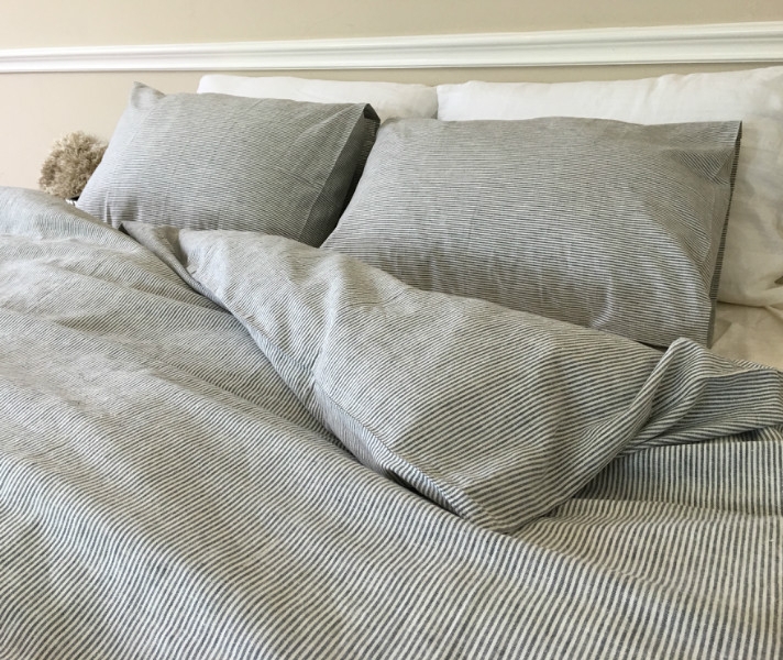 Duvet Cover with Ticking Stripe Farmhouse Striped Bedding