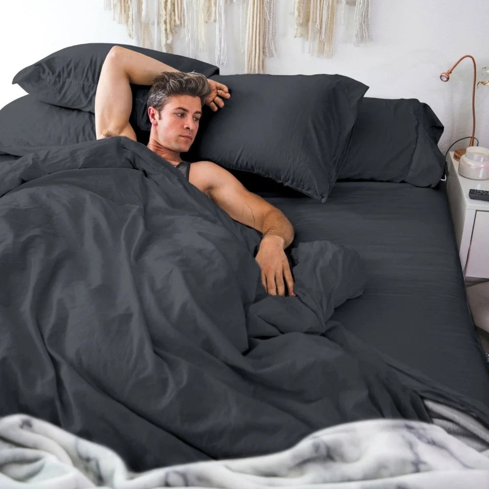 Duvet Set: Charcoal Gray Tonal Tones Minimalist Masculine Decor Set