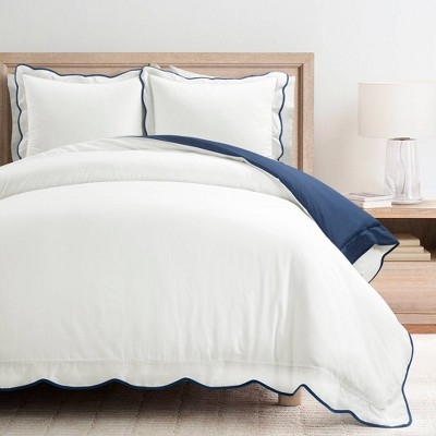 Duvet Set with Scalloped Edge for Coastal Chic Decor