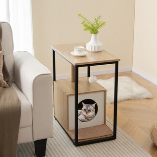 End Table Cat House Integrated Scratching Post Industrial